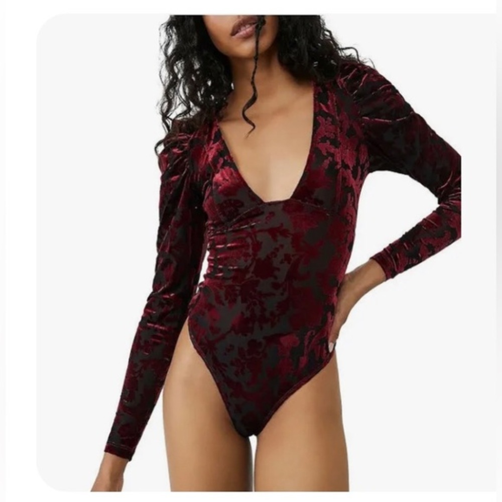 Free People red black combo Magic Hour Bodysuit size XS brand new